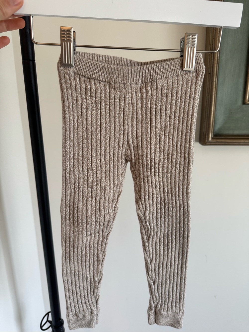 Tea Collection Taupe Ribbed Knit Toddler Leggings
